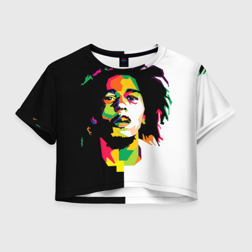 Женская футболка Crop-top 3D Bob Marley, цвет 3D печать