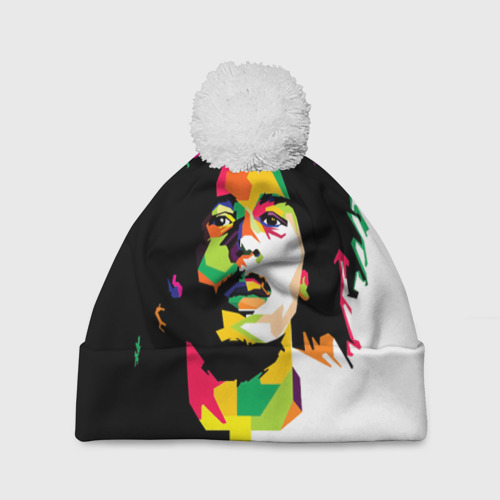 Шапка 3D c помпоном Bob Marley, цвет 3D печать