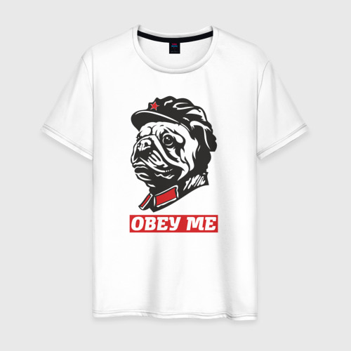 Мужская футболка хлопок Obey me. Подчиняйся мне!, цвет белый