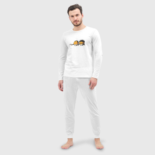 Мужская пижама с лонгсливом хлопок Криминальное чтиво, цвет белый - фото 3