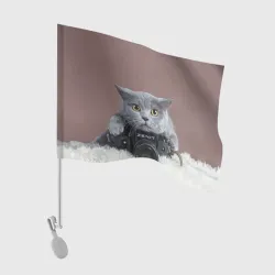 Флаг для автомобиля Котик фотограф