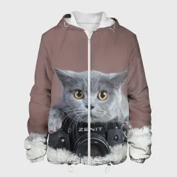 Мужская куртка 3D Котик фотограф