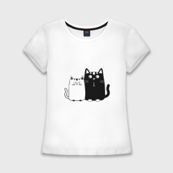 Женская футболка хлопок Slim Влюбленные коты