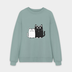 Мужской свитшот oversize без начеса хлопок Влюбленные коты
