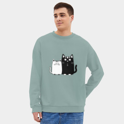 Мужской свитшот oversize без начеса хлопок Влюбленные коты - фото 2