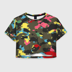 Женская футболка Crop-top 3D Цветной камуфляж