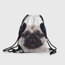 Рюкзак-мешок 3D Мопс в наушниках