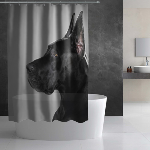 Штора 3D для ванной Черненый дог - фото 2
