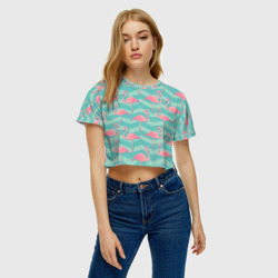 Женская футболка Crop-top 3D Flamingo - фото 2