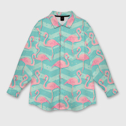 Мужская рубашка oversize 3D Flamingo