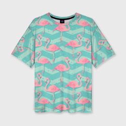 Женская футболка oversize 3D Flamingo