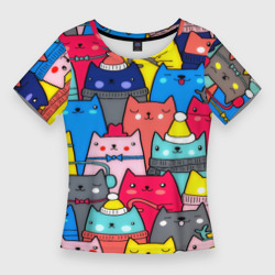 Котики – Женская футболка 3D Slim с принтом купить