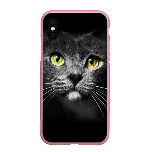 Чехол для iPhone XS Max матовый Кошачий взгляд, цвет розовый