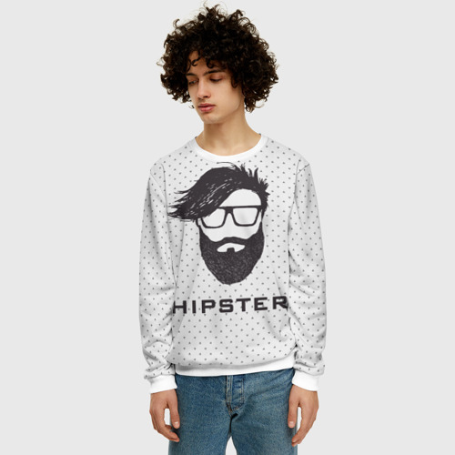 Мужской свитшот 3D Hipster, цвет белый - фото 3