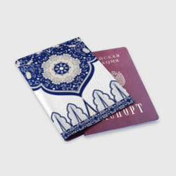 Обложка для паспорта матовая кожа Гжель - фото 2