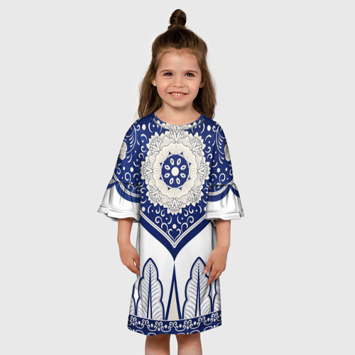 Детское платье 3D с принтом Гжель, вид сбоку #3