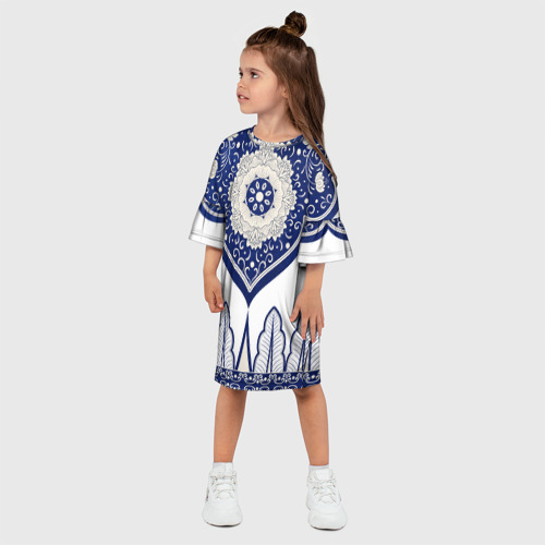 Детское платье 3D с принтом Гжель, фото на моделе #1