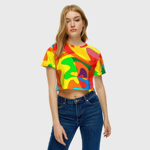 Женская футболка Crop-top 3D Абстракция, цвет 3D печать - фото 4