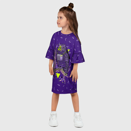 Детское платье 3D Сова хипстер, цвет 3D печать - фото 3