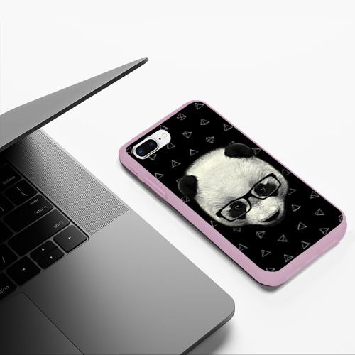 Чехол для iPhone 7Plus/8 Plus матовый Умная панда, цвет розовый - фото 5