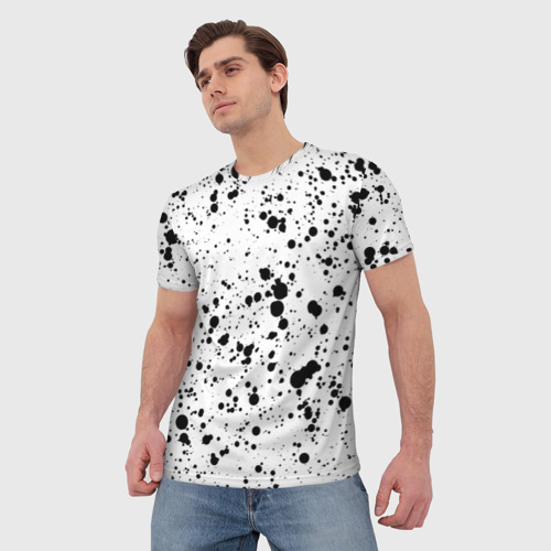 Мужская футболка 3D Чёрные брызги, цвет 3D печать - фото 3