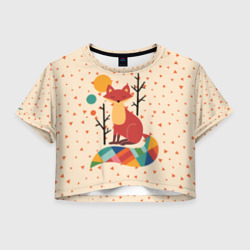 Женская футболка Crop-top 3D Осенняя лисичка