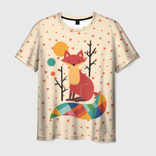 Мужская футболка 3D Осенняя лисичка