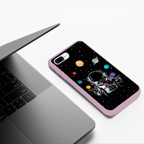 Чехол для iPhone 7Plus/8 Plus матовый Космический жонглер, цвет розовый - фото 5