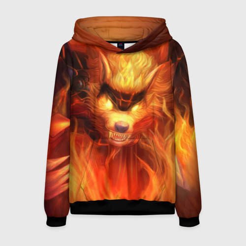 Мужская толстовка 3D Fire Wolf, цвет черный