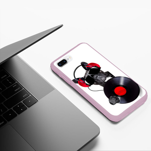 Чехол для iPhone 7Plus/8 Plus матовый DJ бульдог, цвет розовый - фото 5