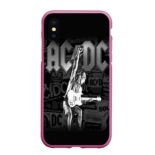 Чехол для iPhone XS Max матовый AC/DC 6, цвет малиновый