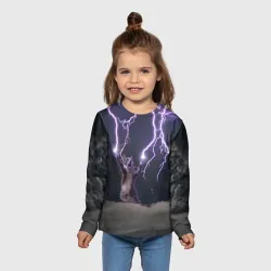 Детский лонгслив 3D Грозовой кошак с молниями - фото 2
