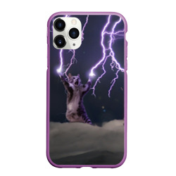 Чехол для iPhone 11 Pro Max матовый Грозовой кошак с молниями