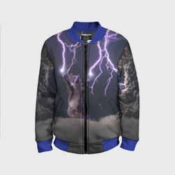 Детский бомбер 3D Грозовой кошак с молниями