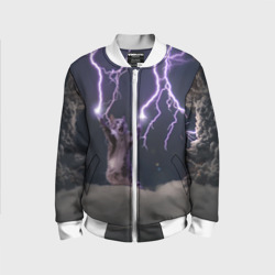 Детский бомбер 3D Грозовой кошак с молниями