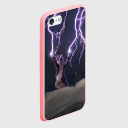Чехол для iPhone 5/5S матовый Грозовой кошак с молниями - фото 2