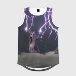 Мужская спортивная майка 3D Грозовой кошак с молниями