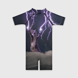 Детский купальный костюм 3D Грозовой кошак с молниями