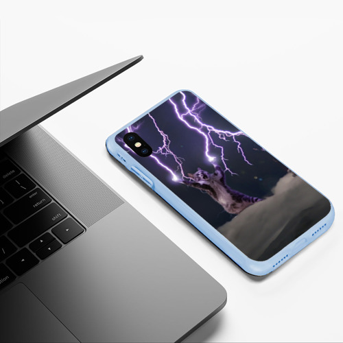 Чехол для iPhone XS Max матовый Грозовой кошак, цвет голубой - фото 5