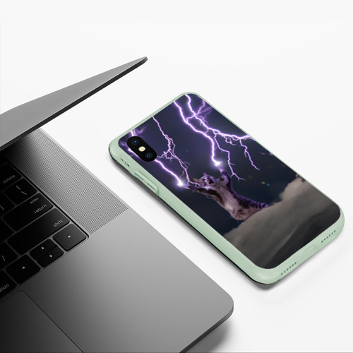 Чехол для iPhone XS Max матовый Грозовой кошак, цвет салатовый - фото 5