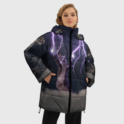 Женская зимняя куртка Oversize Грозовой кошак с молниями - фото 2