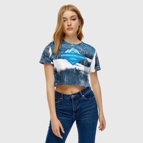 Женская футболка Crop-top 3D Красная поляна, цвет 3D печать - фото 3