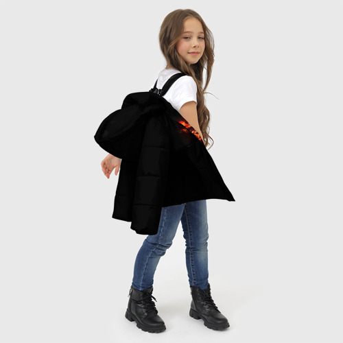 Зимняя куртка для девочек 3D Огненный байкер, цвет черный - фото 6