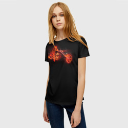 Женская футболка 3D Огненный байкер - фото 2