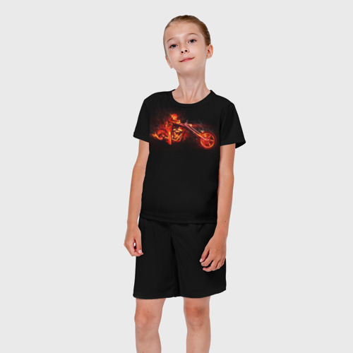 Детский костюм с шортами 3D Огненный байкер, цвет 3D печать - фото 5