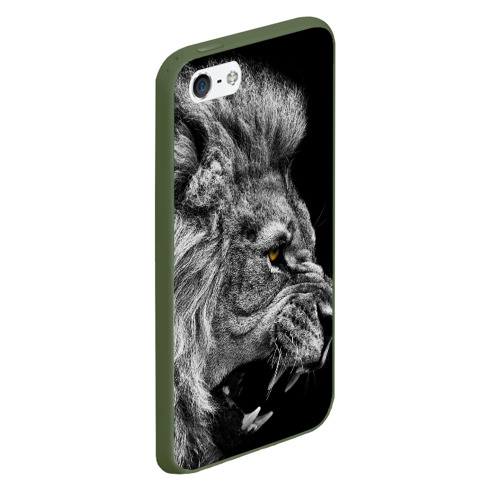 Чехол для iPhone 5/5S матовый Лев, цвет темно-зеленый - фото 3