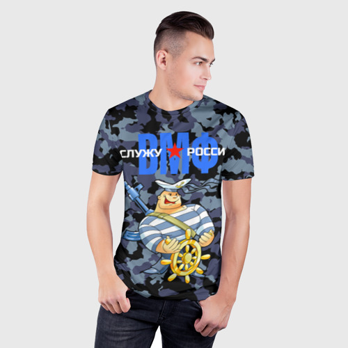 Мужская футболка 3D Slim Служу России, ВМФ, цвет 3D печать - фото 3