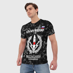 Мужская футболка 3D Служу России, ракетные войска стратегического назначения - фото 2