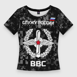 Женская футболка 3D Slim Служу России, ВВС