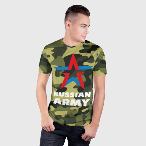 Мужская футболка 3D Slim Russian army, цвет 3D печать - фото 3